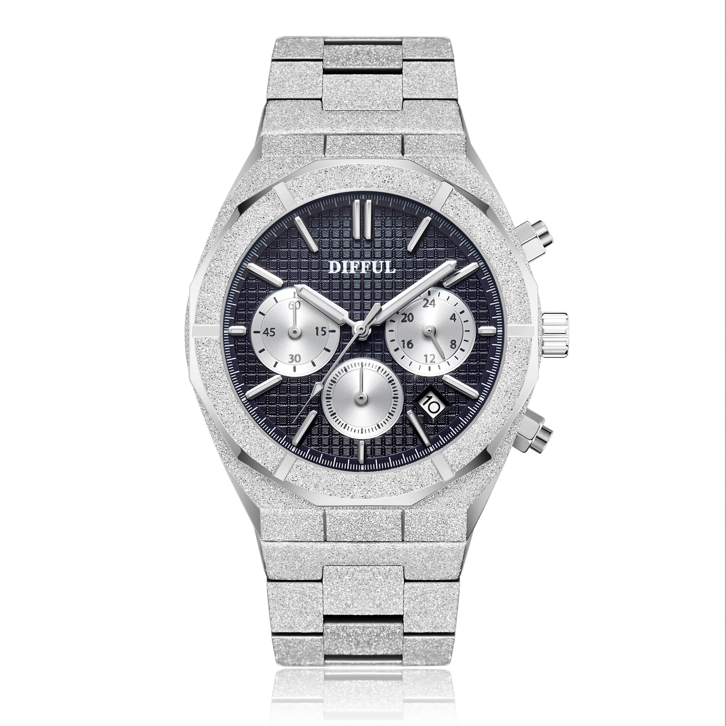 All Stainless steel men frosted Chronograph Watch 