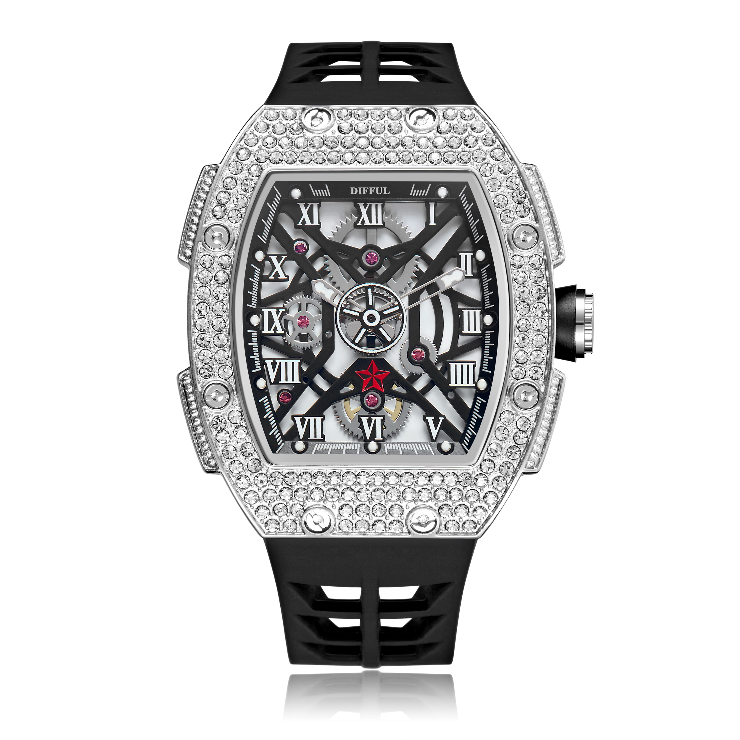 Iced out square Fake automatic watch