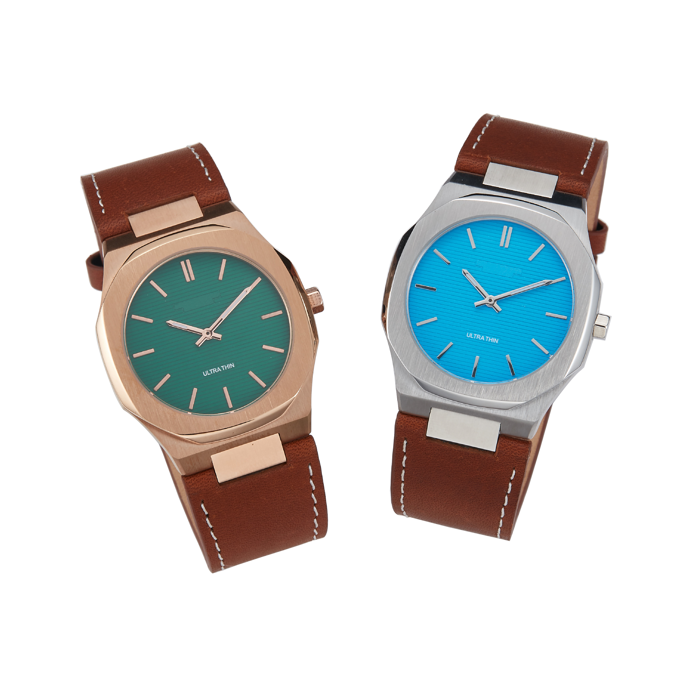 Ultra thin Leather Band Men Quartz Watch